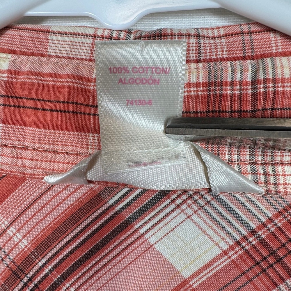 Arizona Jean Company Women's Plaid Pearl Snaps Short Sleeve Western Shirt Sz Lg - Picture 4 of 9